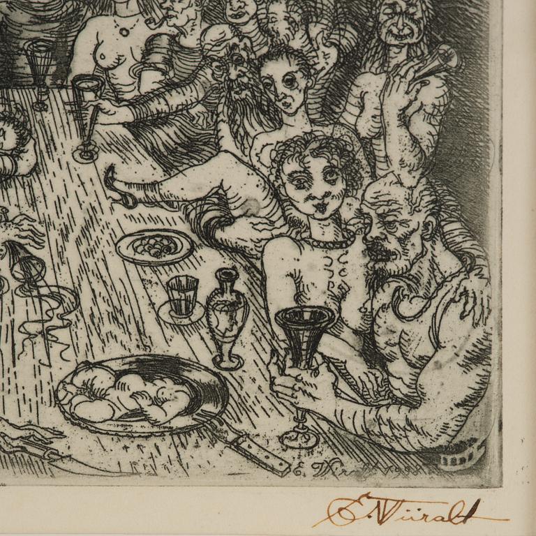 Eduard Wiiralt, "Sööming (Orgia)".