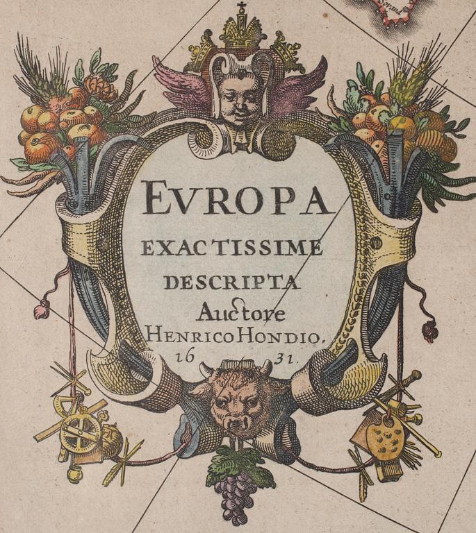 KARTA, Europa, Exactissime Descripta Auctore Henrico Hondio 1631.