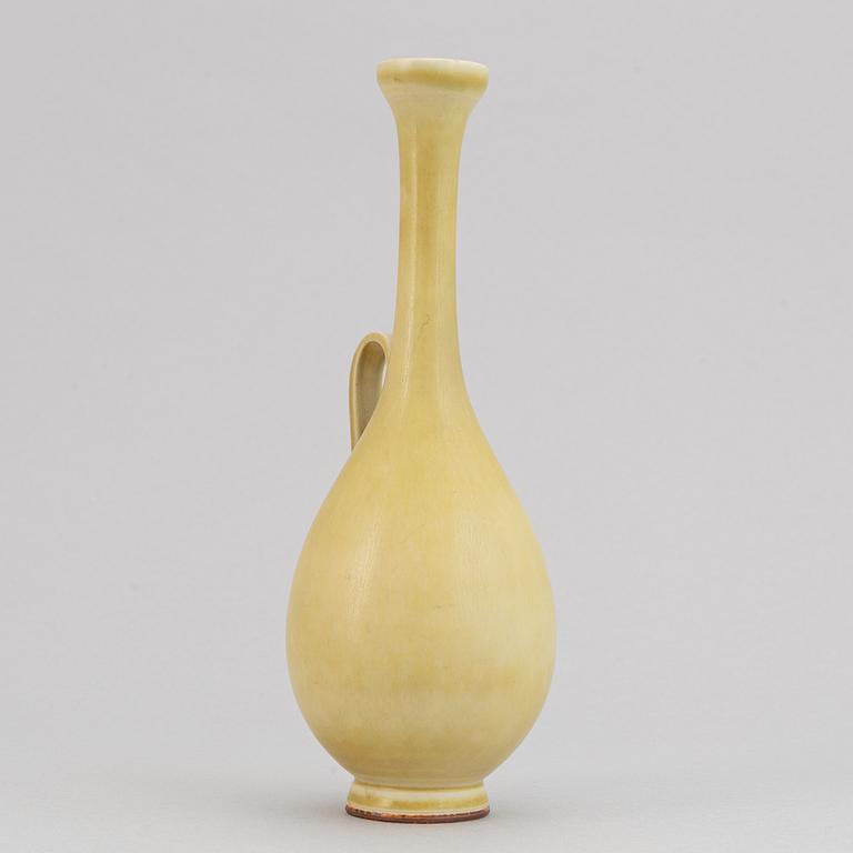 Berndt Friberg, a stoneware vase with handle, Gustavsberg studio, Sweden 1954.