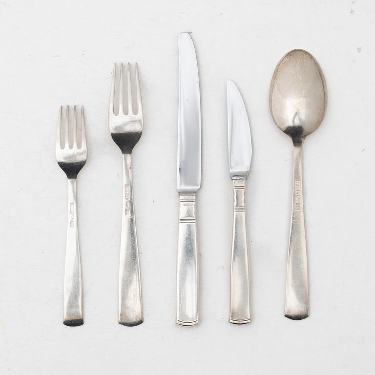 Jacob Ängman, a 60-piece silver flat ware set, 'Rosenholm', GAB, Sweden, 1958-1979.