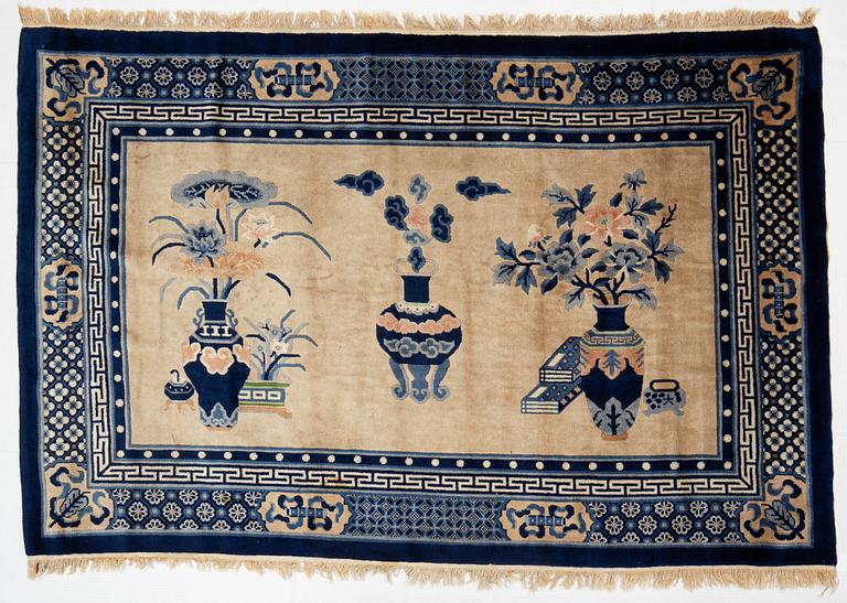A Carpet, old China, "antique finish" ca 197 x 133 cm.