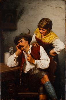 ADOLF EBERLE, hans art, olja på pannå, ej signerad, 1800-/1900-tal.