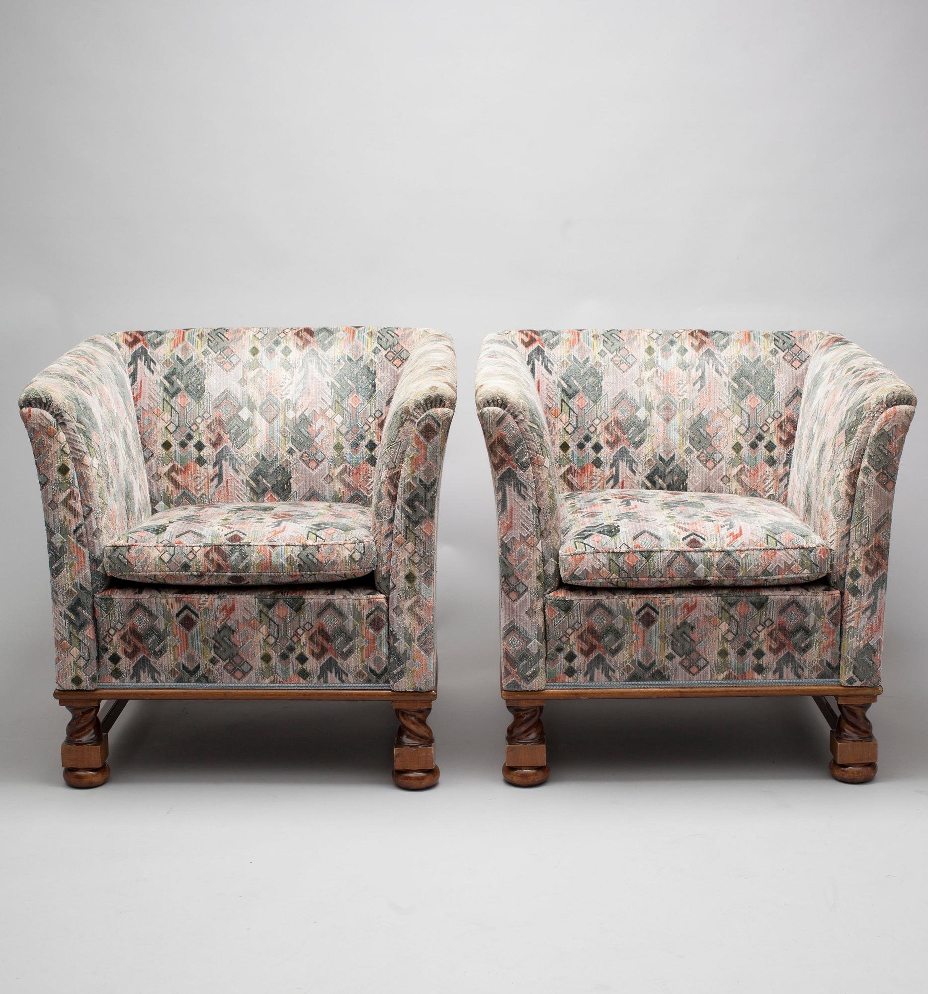 SOFFA, RÖKBORD och FÅTÖLJER, ett par, 1980-tal.