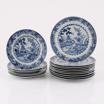 A group of 16 plates, Qing dynasty, Qianlong,  (1736-95).