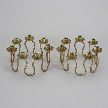 LJUSSTAKAR, 2 st, mässing, Lars Holmström, Arvika för Svenskt tenn, 1900-talets andra hälft.