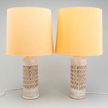 A pair of 1960s Bitossi earthen wear table lamps, Bergboms.