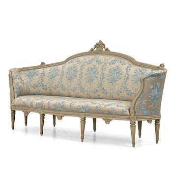 53. A grey-painted Gustavian 'canapé en corbeille'. sofa, by J E Höglander.