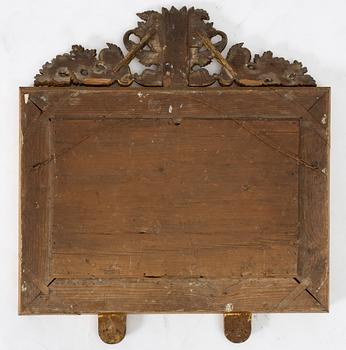 A pair of Late Empire gilded mirror sconces for two candles, Gothenburg, 1830s-40s.