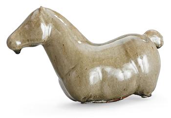 860. An Ulla & Gustav Kraitz stoneware celadon glazed figure of a horse, Fogdarp, Förslövsholm.