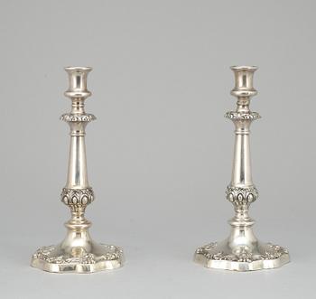 A pair of 19th century plate candelabra.