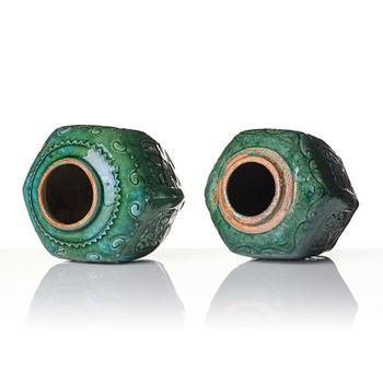 A set of two green glazed Chinese jars, 20th century.