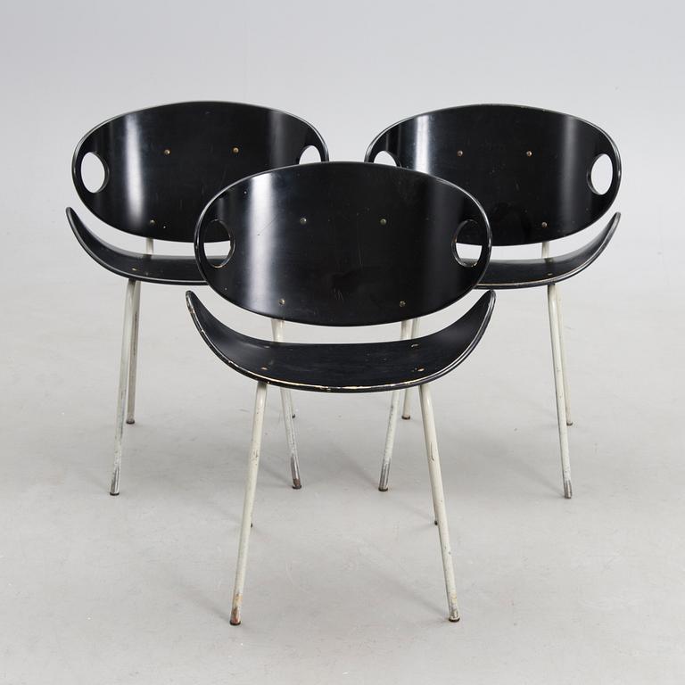 A set of three mid-20th century chairs, model 706, by Olof Kettunen for J. Merivaara, Finland.