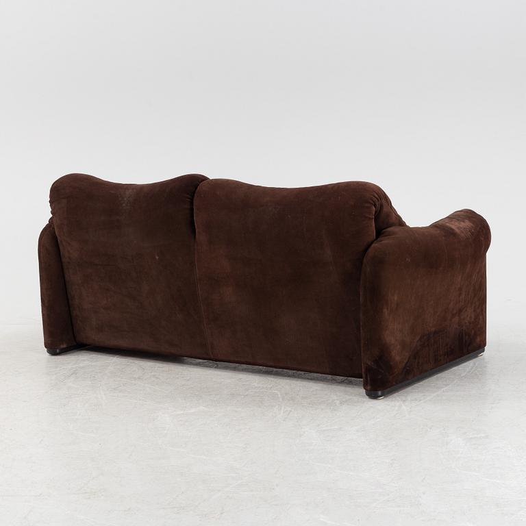 Vico Magistretti, a dark brown suede two-seated 'Maralunga' sofa, Cassina, Italy.
