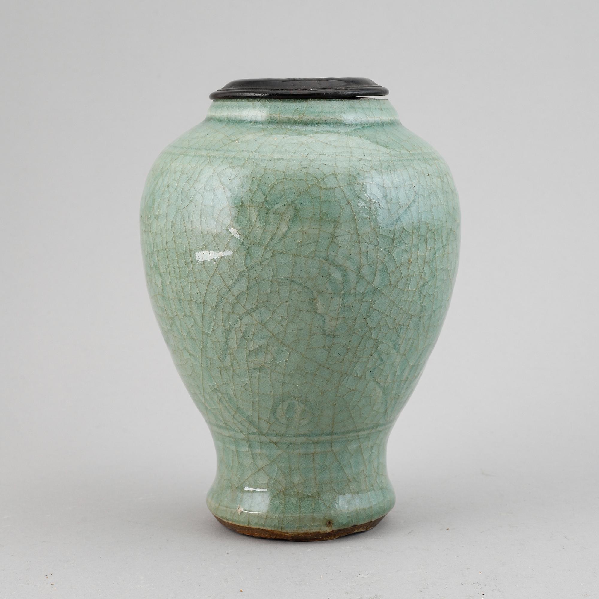 A celadon vase, Ming dynasty (1368-1644).