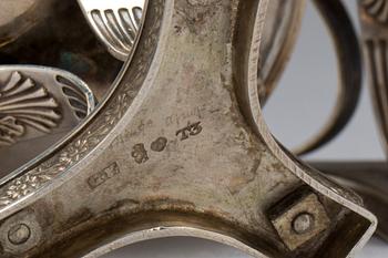 SALTKAR, ett par, silver, empire, Gustaf Folcker Stockholm 1825. Vikt 134 gram.