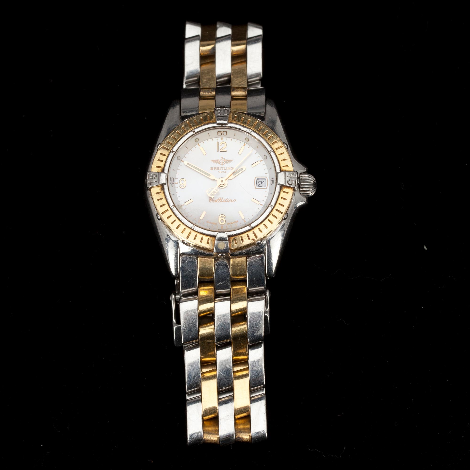 ARMBANDSUR, dam. Breitling Callistino stål, guld. 
D 52045.1 ja 4979.