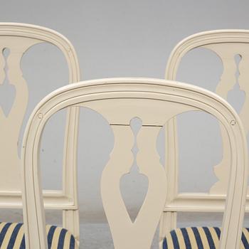 Six 20th century Swedish Gustavian style dining chairs from IKEA's 18th century collection.