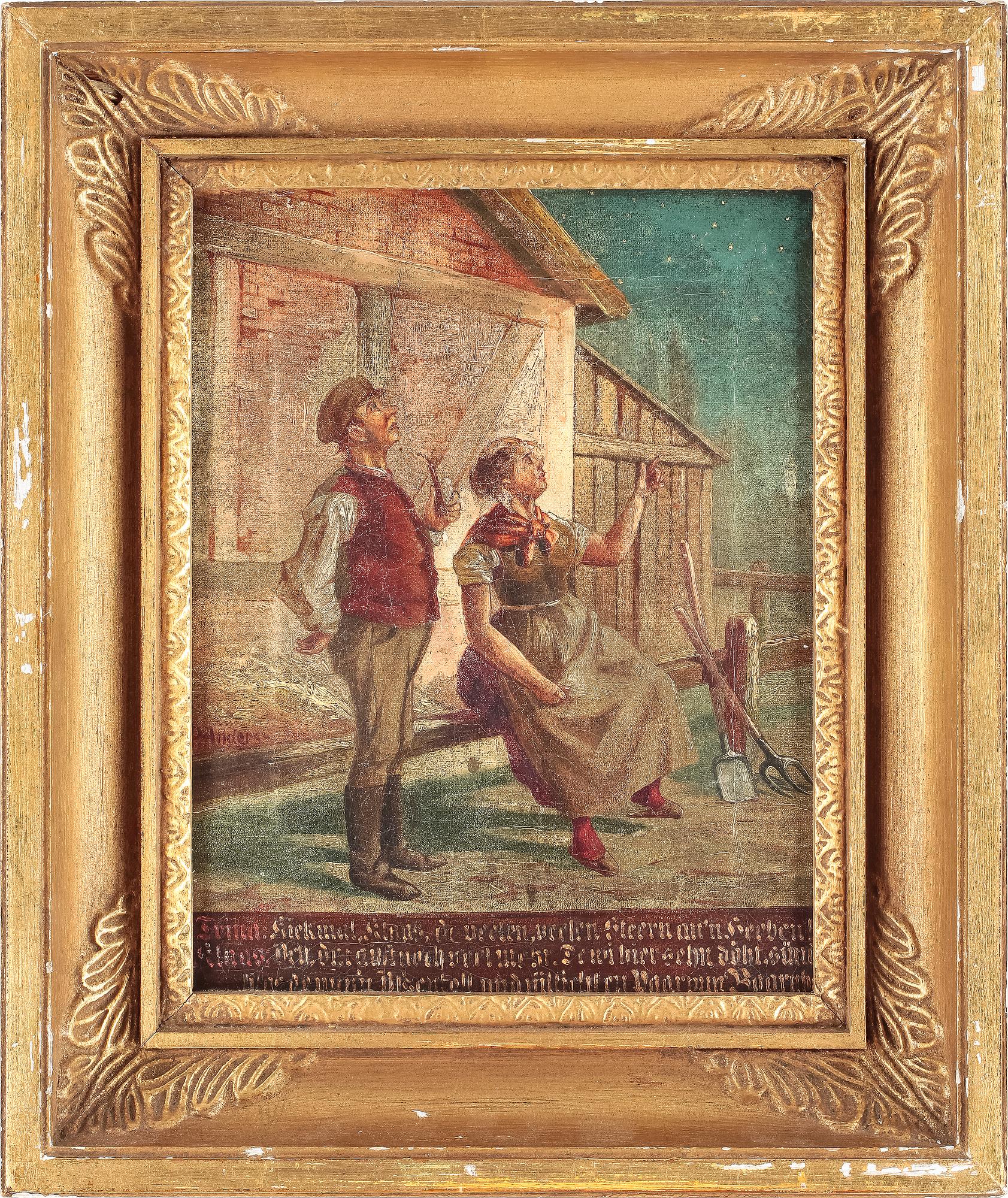 OKÄND KONSTNÄR, 2 st, olja på duk, Bär sign P. Anders, 1800-tal.