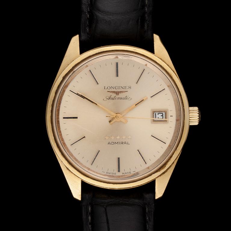 ARMBANDSUR, herr, guld 18 k, Longiness, Automatic, admiral.