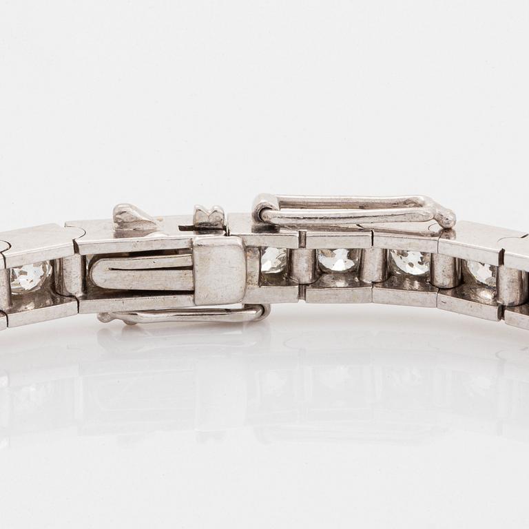 A 14K white gold bracelet set with old-cut diamonds.