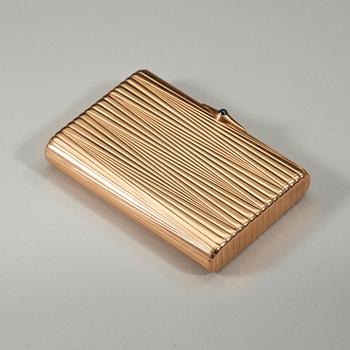 A Russian 20th century gold cigarette-case, unidentified makers mark, St. Petersburg 1908-1917.