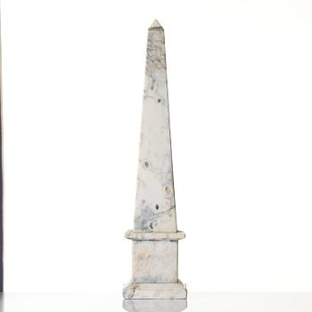 A Italian white marble obelisk, 20th century.