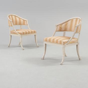 A pair of late Gustavian armchairs by Ephraim Ståhl, master 1794.