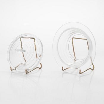 Aino Aalto, smörask och kryddglas, 2 st, för Paulig, Karhula glasbruk, 1930-tal.