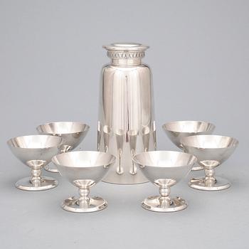 COCKTAILSET, 7 delar, nysilver, CG Hallberg, Stockholm, 1900-talets andra hälft.