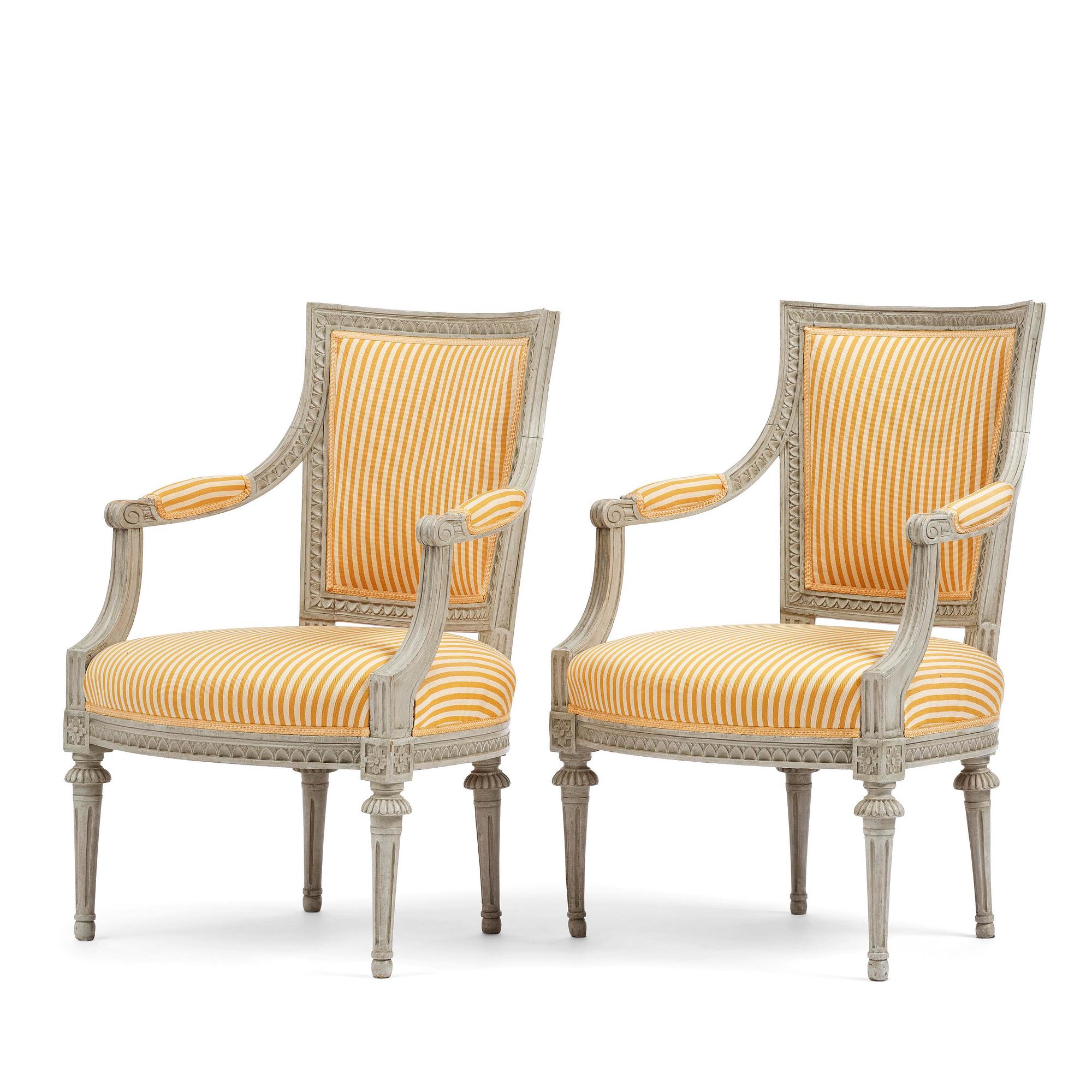 A pair of late Gustavian armchairs by E Ståhl (1797-1820).