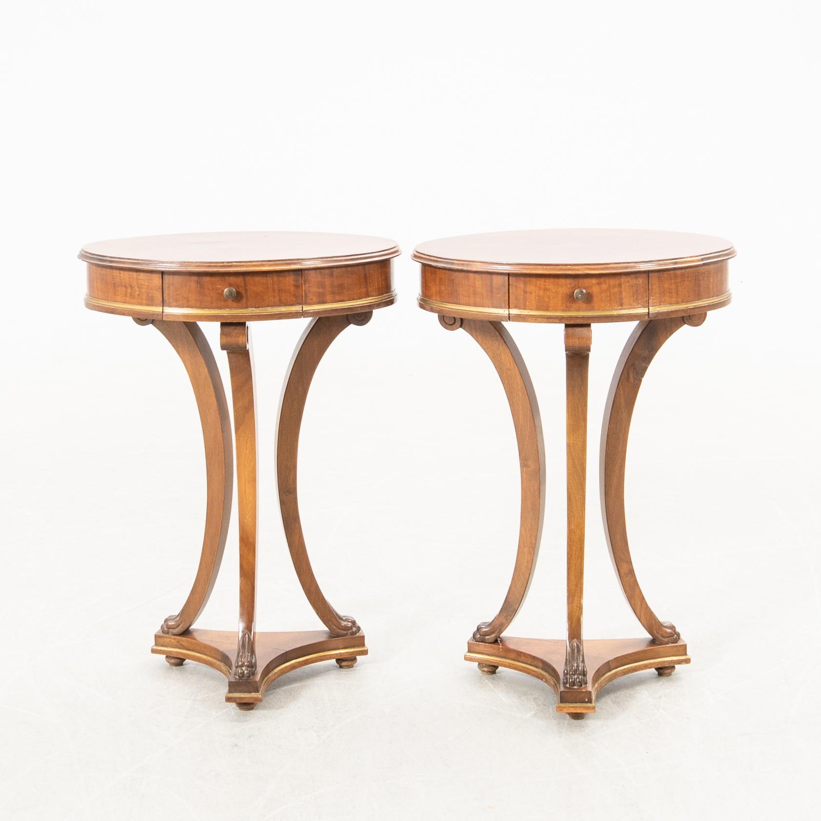 Bedside tables/Side tables, a pair, Empire style, second half of the 20th century.