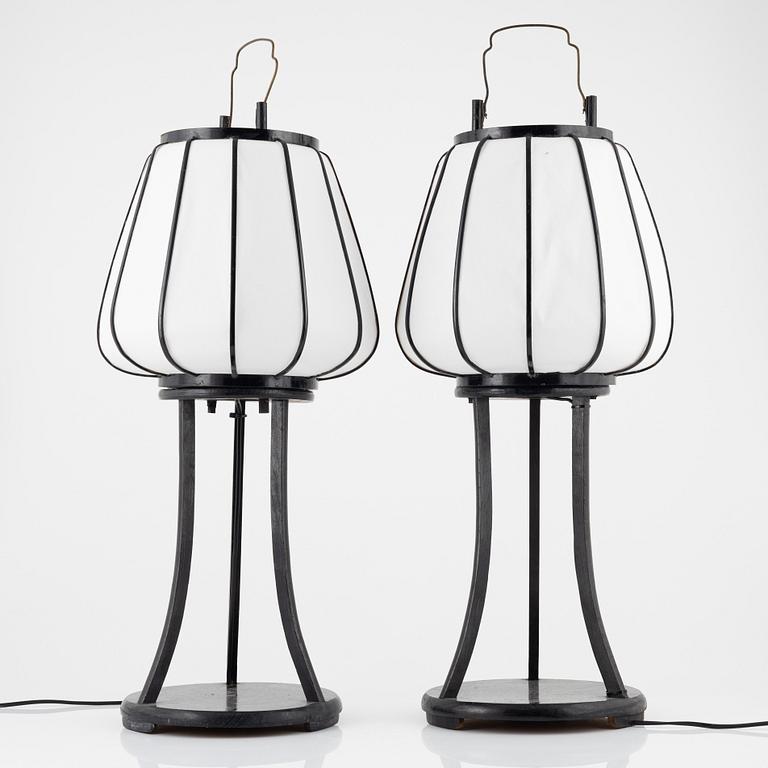 A pair of Japanese  tablelamps / Andon lamps, 20th century.