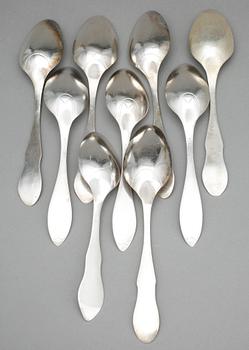 SKEDAR, 9 st, silver, troligen 1800-talets slut samt 1900-tal. Vikt ca 395 g.