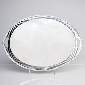 A Swedish early 20th century silver tray, mark of CG Hallberg, Stockholm 1917.