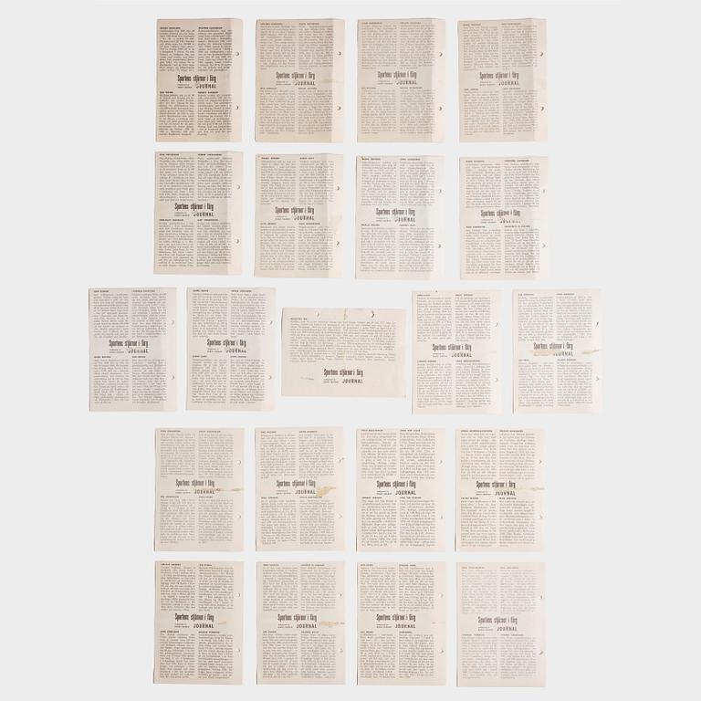Idol cards, "Sportens stjärnor", including Cassius Clay, Nacka Skoglund and others, Hemmets Journal, 1960s.