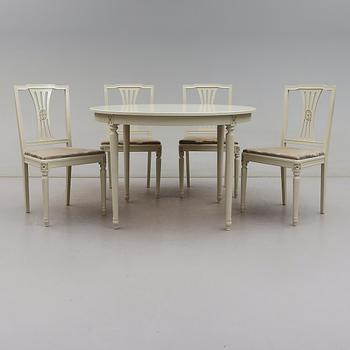 MATGRUPP, 5 delar, gustaviansk stil, 1900-talets andra hälft.