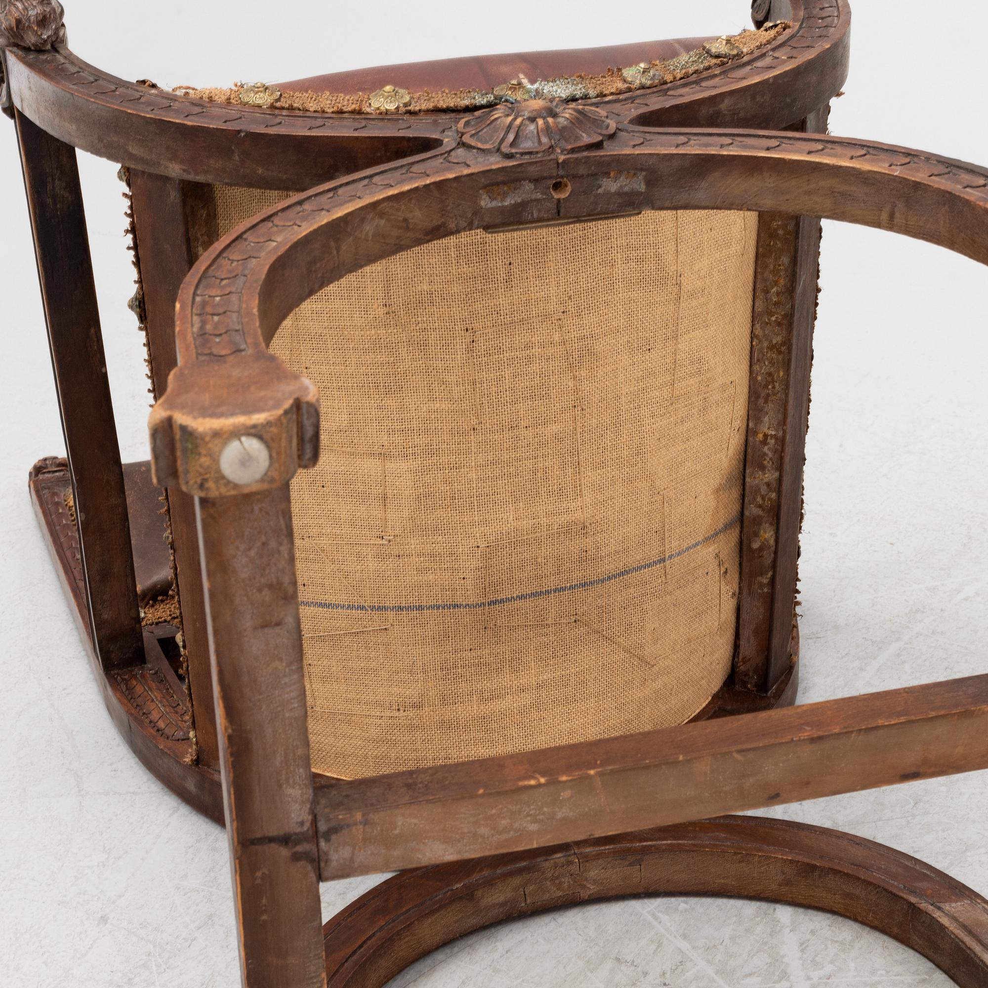 A carved Renaissace style armchair, late 19th Century.