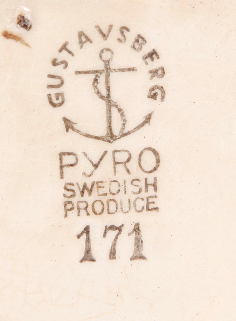 SERVISDELAR, 5 st, "Pyro Brun" samt "Pyro Grön", Wilhelm Kåge, Gustavsberg.