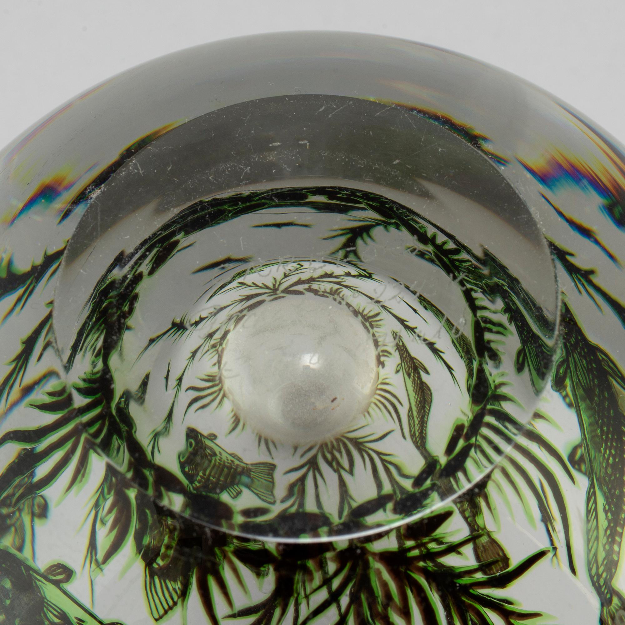 EDWARD HALD, a 'Fiskgraal' glass vase from Orrefors, signed.