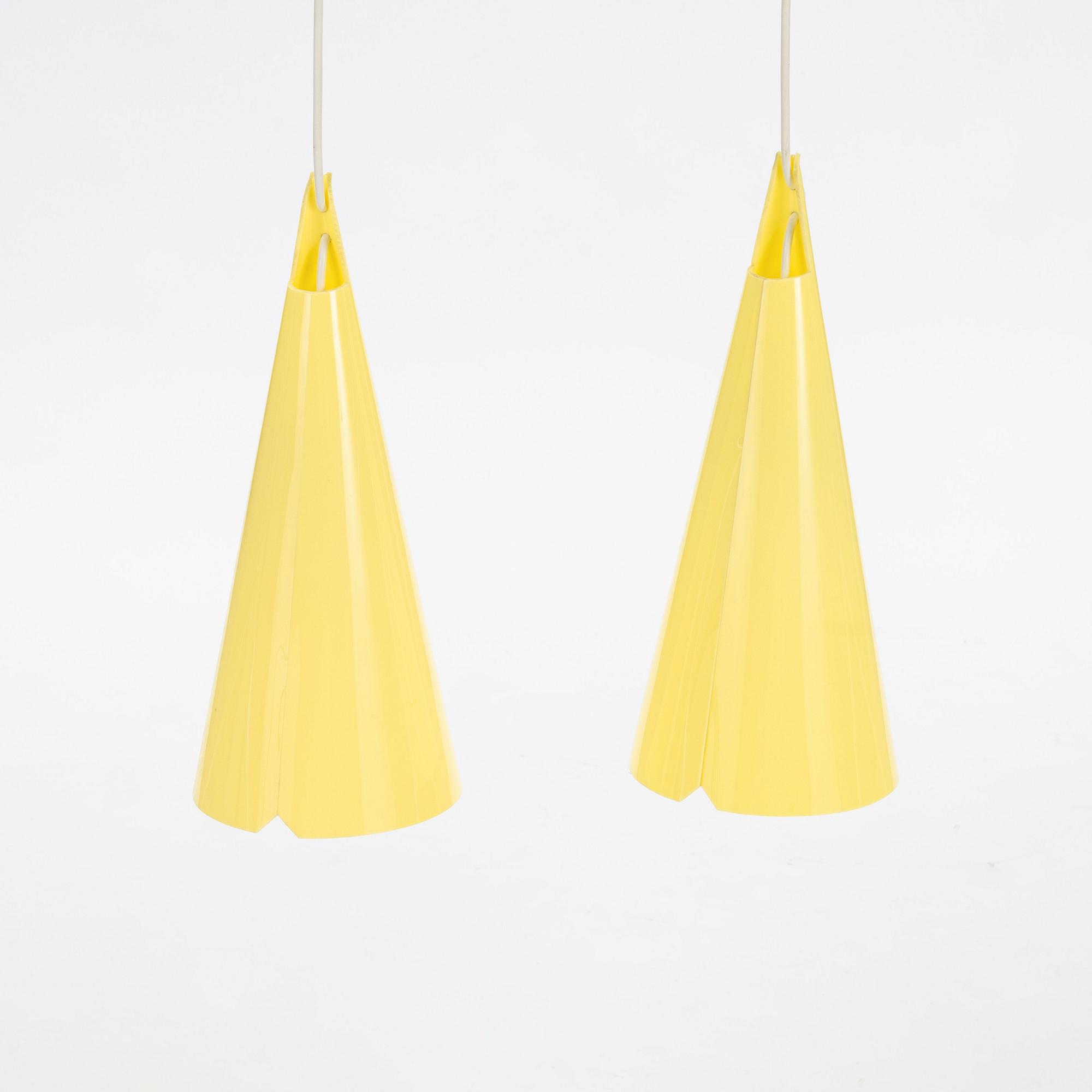 Hans Bergström, a pair of ceiling lamps, "Struten" model 181, ateljé Lyktan, Åhus, Sweden, 1950-60s.