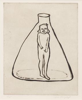Lena Cronqvist, “Girl with body suit in a glass flask”.