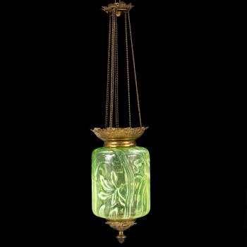 MÅNSKENSAMPEL, glas och mässing, sekelskiftet 1900. Höjd ca 35 cm.