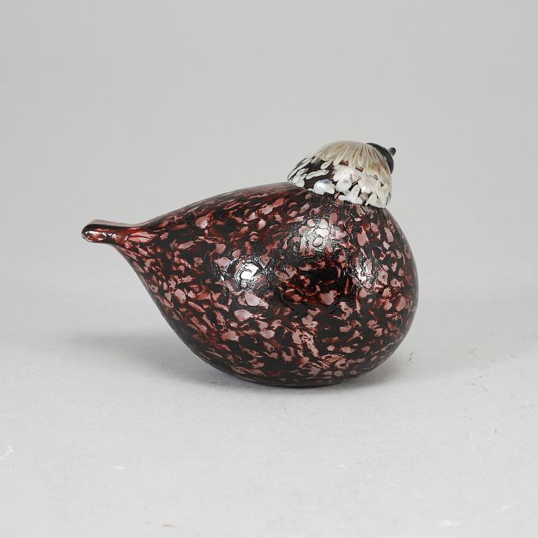 OIVA TOIKKA, glasfågel, Rosy Finch (Punavarpunen), signerad O. Toikka Nuutajärvi.