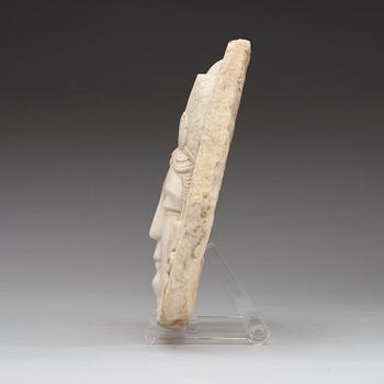 A carved marble fragment, tang style, about 1900.