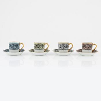 A porcelaine coffee set, Black Lace, Marcel Rochas Paris, Limoges Le Tallec.