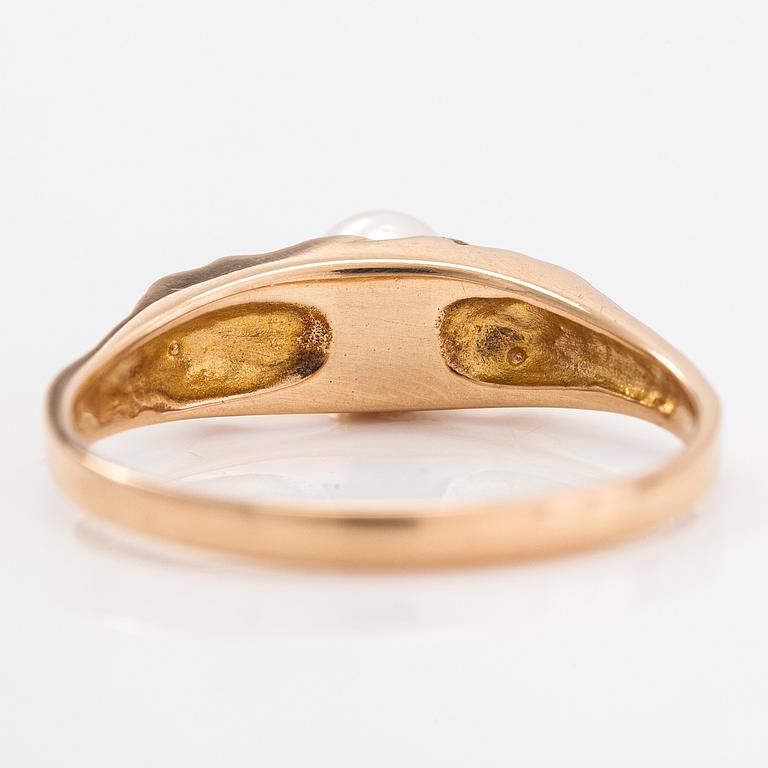 Björn Weckström, Ring "Litet ord", 14K guld och odald pärla. Lapponia 1977.