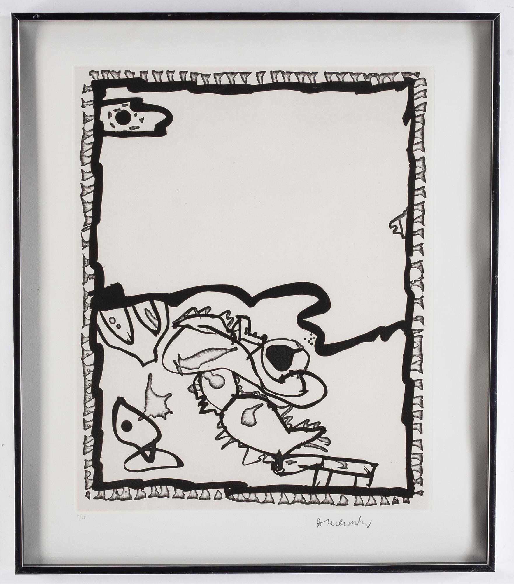 Pierre Alechinsky, etching and  linocut, 1989, signed 2/125.