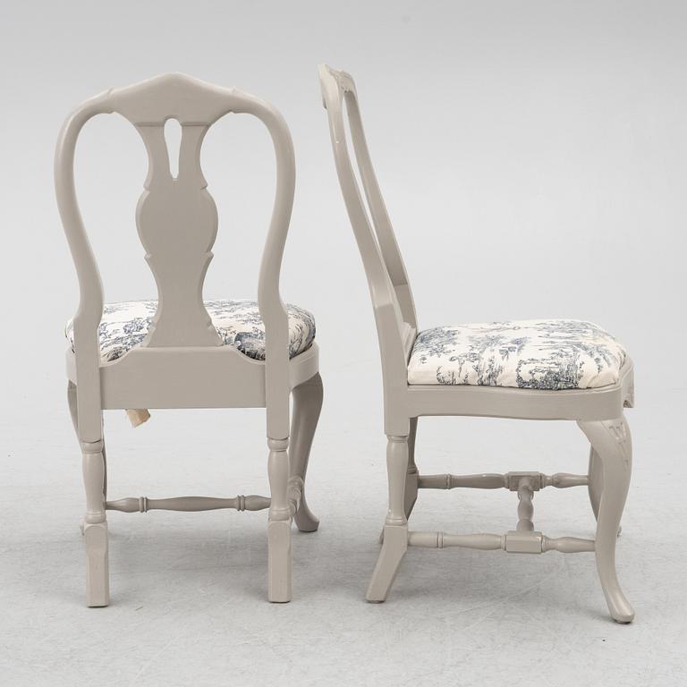 Dining table, 2 armchairs, 6 chairs, Rococo style, 20th century.