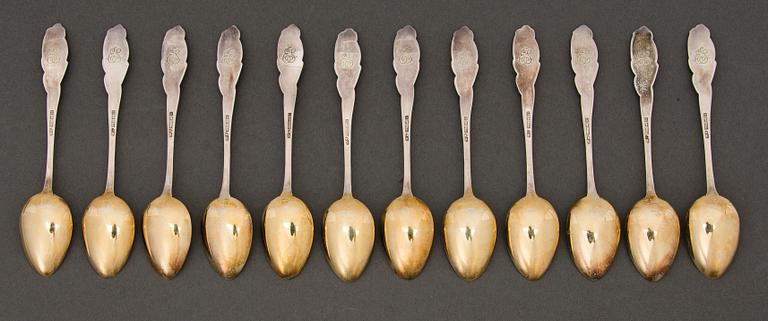 A Set of Twelve Finnish Silver Coffee Spoons, marks of Hopeatakomo, Helsinki 1955.