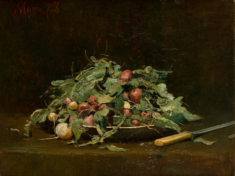Tuntematon taiteilija, 1800-luku, Asetelma vihanneksilla.